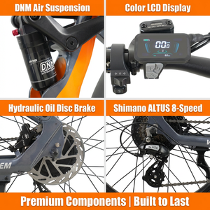 Vakole V26 Full Suspension Electric <b>Bike</b> 250W 26'' Fat Tire 48V 20.8Ah 998Wh Rear Hub Motor Aluminum Alloy <b>Frame</b> >60km Range - Product Image 4