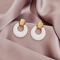 Boucles d'oreilles créoles géométriques minimalistes en laiton plaqué or 18 carats, style rétro, motif goutte d'huile, bijoux fantaisie personnalisés pour femmes