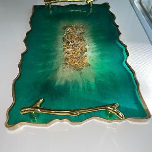 Plateau de service en résine époxy fabriqué en Inde, élégant et fait main, décoration d'intérieur pour table basse ou coiffeuse, disponible en gros - Product Image 6