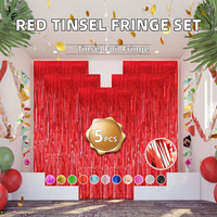 Metallische Glitzerfolie Fransen-Hintergrundvorhänge 1m*2m Rot für Hochzeiten, Geburtstage & Feiertagsfeiern