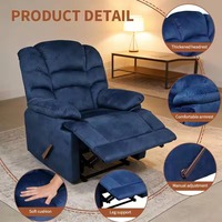 Fauteuil inclinable de massage vibrant confortable de style moderne pour salon, avec fonction manuelle et revêtement en velours
