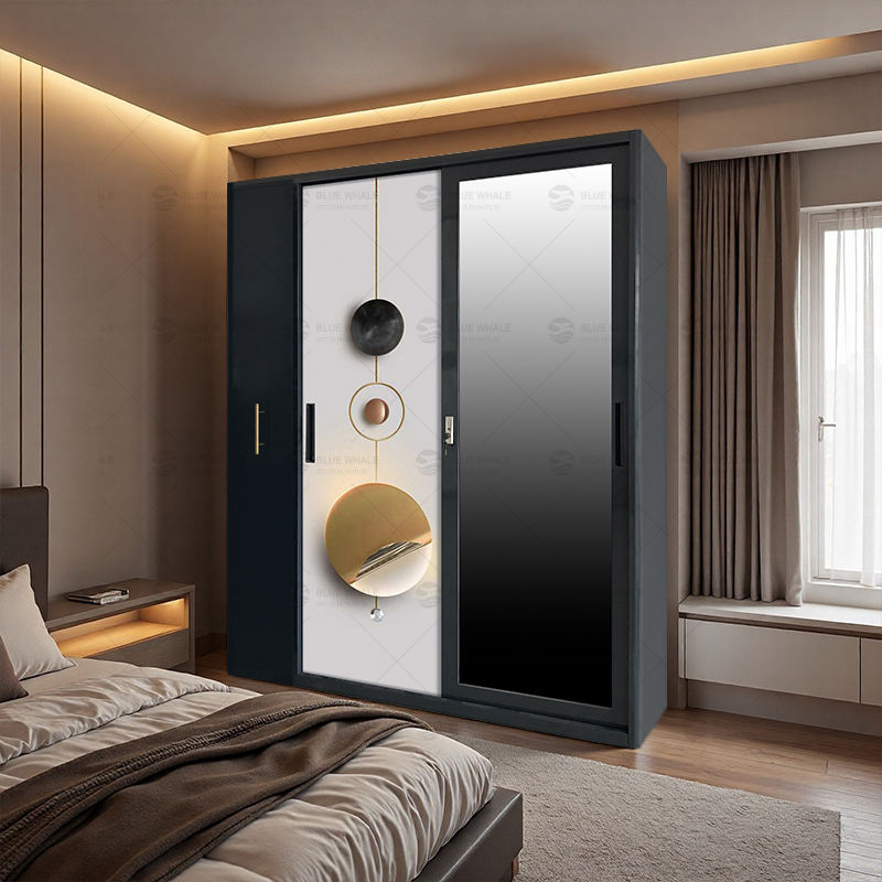 ตู้เสื้อผ้าบานเลื่อนซ้ายและบานเลื่อนขวา