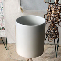 Sublimasi DIY Pot bunga keramik rumah dengan dasar bambu Pot kosong Desktop berlapis PE untuk penggunaan kantor kondisi lantai
