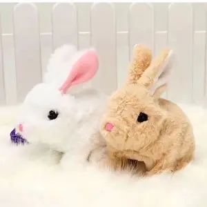 Conejito de peluche Kawaii, regalo eléctrico para saltar, juguete de conejo interactivo