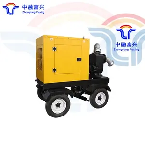 Diesel Fuel Engine Trash Water Pump With Wheels Trailer Heavy Duty Water Pump