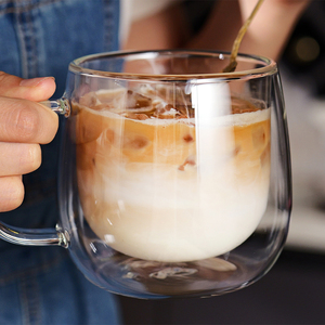 Ly cà phê cappuccino thủy tinh hai lớp, dung tích lớn, thủ công, chất lượng cao, 480ml, có tay cầm, sản xuất trực tiếp từ nhà máy CnGlass, dùng được cho sữa - Product Image 6