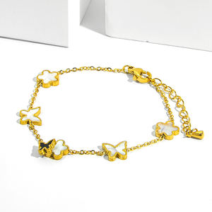 JUSNOVA Bracelet Charme Vintage Cœur Mode en Chaîne Maille Forçat Plaqué Or 18K Ajustable Acier Inoxydable - Product Image 5