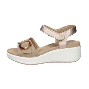 Imac Women's <b>Open</b> Toe Wedge Sandal Beige Gold 5 Cm Heel Platform Summer Cushioned Style Size 38 - Product Image 1