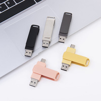 Pen Drive Tipe c 2.0 3.0, Pen Drive 16GB 32GB 64GB 128GB 2 in 1 logam USB-C USB Flash Drive gratis Logo Laser untuk ponsel 1TB 2TB