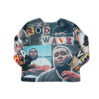 Sweat-shirt tissé personnalisé pour homme, style tapisserie effilochée et vieillie, mode Hip Hop Rapper, inspiré Drake