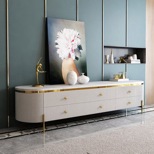Nordic modern metal solid wood tea table and tv cabinet stand combination furniture