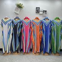 Nouvelle Robe Décontractée Élégante pour Femme Grande Taille, Style Africain Bubu, Imprimé Rayures Ethniques, Tendance 2026, Idéale pour les Vacances d'Été
