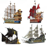 MK/Reobrix 13083-66037 MOC City Flying Boat Diyplay Model Kits Pirates Ship Series Bricks Gifts for Adults Building Blocks Sets