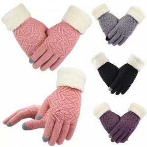 Gants magiques d'hiver pour écran tactile, pour femmes et hommes, mitaines chaudes en laine tricotée extensible, non doublées, en acrylique jacquard, pour écran tactile - Product Image 1