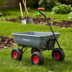 Carrello da Giardino in Polietilene con Capacità di 272 kg, Ruote Pneumatiche da 10 Pollici, Carro a 3 Ruote con Telaio in Acciaio - Product Image 2