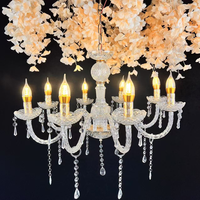 Lustre Rétro Européen à 6/8 Têtes, Suspension en Acrylique Transparent, Idéal pour Décoration de Plafond de Mariage