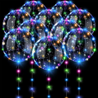 Mini ballons BOBO transparents à LED avec lumière, forme d'étoile de Noël, de cœur, de rond, ballons BOBO lumineux pour fête