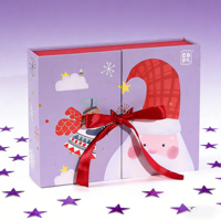 Coffret Cadeau du Nouvel An Personnalisable et Recyclable avec Ouverture Magnétique à Double Porte et Nœud Papillon, Thermos, Écharpe, Emballage Festif Rouge Mat 2mm