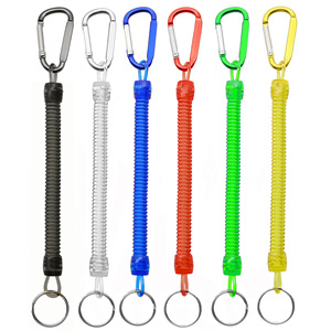 Carabiner Spring Rope Keychain With Metal <b>Ring</b> Durable Anti Loss For <b>Key</b> Mobile Phone Fishing Tool Zinc Alloy Plastic Aluminum - Product Image 5