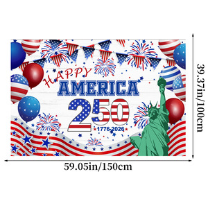 Drapeau artisanal du 250e <span class=keywords><strong>anniversaire</strong></span> de l'Amérique 1776-2026, drapeau patriotique avec carte des États-Unis pour la 4ème de juillet et la fête de l'Indépendance, décoration murale - Product Image 5