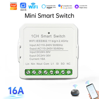 Interruptor Inteligente WiFi de 1 Canal y 16A, Relé de Control Remoto para Luces, Electrodomésticos de Garaje, Compatible con Tuya, Alexa y Google