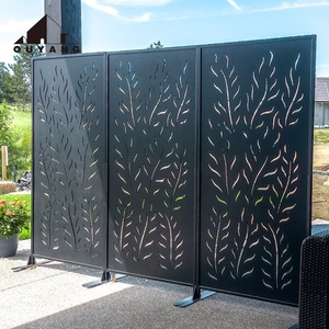 <span class=keywords><strong>Panneau</strong></span> de clôture en acier découpé au laser QUYANG, motif floral, pour cour de villa moderne, écran d'intimité extérieur en métal - Product Image 4