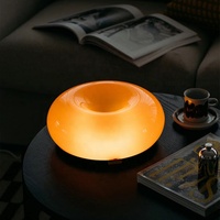 Lampe d'ambiance médiévale de luxe en verre LED sans fil à piles, abat-jour en forme de donut, commande tactile, intensité réglable, pour café, bar