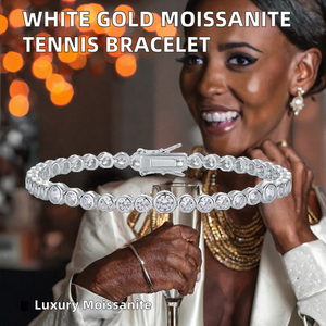 Bracelet tennis en argent sterling plaqué or avec perles et moissanite couleur D, design bulle, certifié GRA, bijoux de luxe - Product Image 2