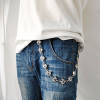 Porte-clés personnalisable en acier inoxydable Fermoir à un niveau Chaîne de jean style punk Chaîne de pantalon