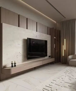 <span class=keywords><strong>Meuble</strong></span> <span class=keywords><strong>TV</strong></span> incurvé moderne en bois pour salon, combinaison de rangement <span class=keywords><strong>gris</strong></span> avec cheminée intégrée - Product Image 2