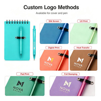 Carnet à spirales personnalisé avec logo, boucle élastique, bloc-notes en papier PP, notes autocollantes colorées pour fournitures scolaires et de bureau