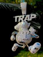 Pendentif Moissante collier hip hop cartoon pendentif vvs bijoux moissanite glacés en pendentif or blanc