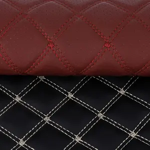 Tissu PU pour siège de voiture Litchi Gaufrage Tissu en cuir artificiel pour la fabrication de housse de siège souple