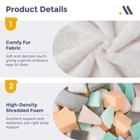 Fauteuil pouf ergonomique pliable moderne en polyester pelucheux beige, idéal pour la photographie, avec mousse de bonne qualité