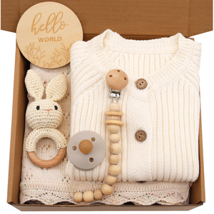 Kaiyue <span class=keywords><strong>2025</strong></span> Hot <span class=keywords><strong>Baby</strong></span> Gift Set recién nacido Wraps mamelucos Camisas Pantalones con lazo Swaddle muselina tela tejida manta de bebé - Product Image 1