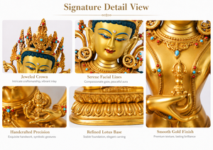 Statua Antica di Vajrasattva <span class=keywords><strong>Buddha</strong></span> in Ottone Fatta a Mano con Finitura Dorata, Scultura Buddista per Arredamento di Casa, Giardino, Altare e Preghiera - Product Image 3