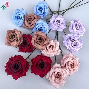Rosas Artificiales Laifei de 3 Cabezas, Flores de Seda Realistas para Decoración de Bodas, Pasillos y Salones - Product Image 2