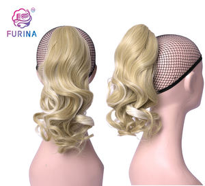 Extensions capillaires synthétiques blondes ondulées — noble, 613 #, <span class=keywords><strong>postiche</strong></span> longue, <span class=keywords><strong>queue</strong></span> <span class=keywords><strong>de</strong></span> <span class=keywords><strong>cheval</strong></span> avec clip, perruque ombrée - Product Image 6