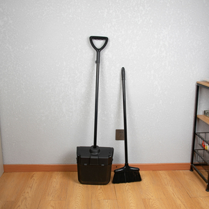 Household Heavy-Duty Black Plastic Broom Dustpan Set with Long Handle and Lid Combo-Commercial-Grade Cleaning Tool - Product Image 5