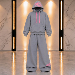 Ensemble de survêtement coordonné pour homme : sweat à capuche oversize et pantalon de jogging large en molleton épais, style streetwear - Product Image 1