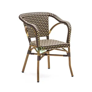 (E1040) extérieur jardin café synthétique rotin meubles français paris bistro salle à manger chaise