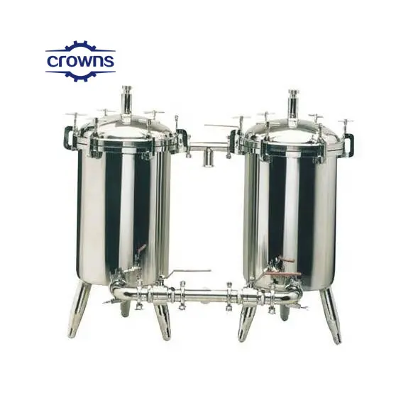 #2 tangki Filter tas dupleks baja tahan karat untuk pabrik susu jus anggur bir