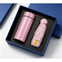 Ensemble Cadeau d'Entreprise VIP Promotionnel 2-en-1 Pratique en Acier Inoxydable : Thermos et Parapluie pour le Nouvel An Chinois et Noël