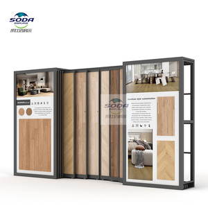 Customized Pull Push Wood Flooring Hardwood Laminate Timber <strong>Display</strong> Stand Ceramic Tile Stone Sliding Metal Rack for Showroom - Product Image 1