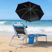 Chaise longue pliante d'extérieur personnalisée avec cadre en aluminium, inclinable manuellement, portable, pour la plage, avec coussin de tête