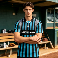 Camiseta de Fútbol Retro Americana con Rayas y Logotipo Personalizado, Sublimada, Transpirable, Venta al Por Mayor para Días de Partido