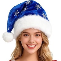Chapeaux de Noël flocon de neige blancs pour adultes, bonnets de Père Noël en peluche à sequins, velours duveteux pour fête de Noël