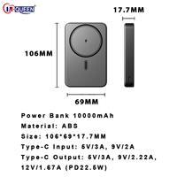 Batterie externe portable à affichage numérique magnétique 20W, 5000mAh/10000mAh, en alliage d'aluminium, charge rapide sans fil