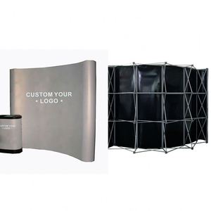 Factory Price Advertising Custom Aluminum Alloy Pop up Curve <b>Stand</b> Display Portable Collapsible Advertising Backdrop Wall - Product Image 1