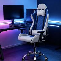 Chaise de jeu ergonomique moderne de style racing, dossier haut, réglable en hauteur, avec support lombaire et appui-tête